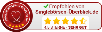 Empfohlen von Singlebörsen-Überblick.de: 4,5 von 5 Sternen